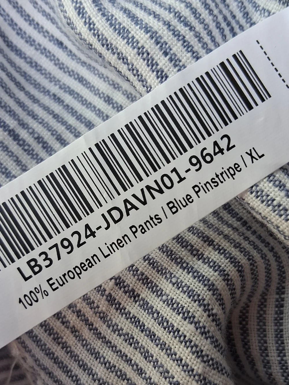 Quince 100% European Linen Pants Blue Pinstripe XL